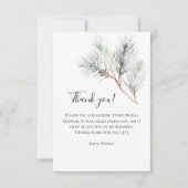 エレガントなホワイトウィンターピン ブライダルシャワー サンキューカード (正面)