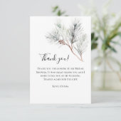 エレガントなホワイトウィンターピン ブライダルシャワー サンキューカード (スタンド正面)