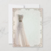 エレガントなホワイトウェディングメニュー、ウェディングドレス 招待状 (裏面)