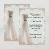 エレガントなホワイトウェディング レセプション、ウェディングドレス 招待状 (正面/裏面)