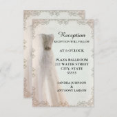 エレガントなホワイトウェディング 受付カード, ウェディングドレス 招待状 (正面/裏面)