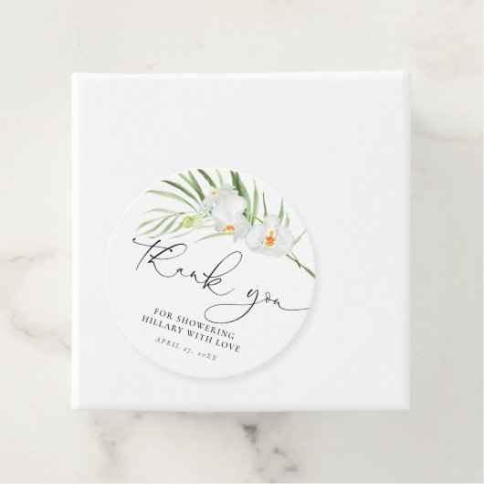 エレガントなホワイトオーキッドのブライズシャワー フェイバータグ (インサイチュ)