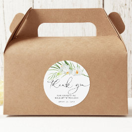 エレガントなホワイトオーキッド ブライダルシャワー ラウンドシール