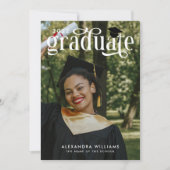 エレガントなホワイトオーバーレイ写真 卒業生 招待状 (正面)