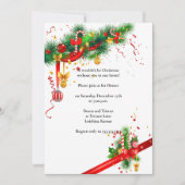 エレガントなホワイトクリスマスデザインパーティー 招待状 (正面)