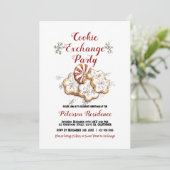 エレガントなホワイトクリスマスCookies交換パーティー 招待状 (スタンド正面)