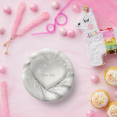 エレガントなホワイトクリームハート ペーパーボウル (パーティー)