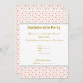 エレガントなホワイトグリーン ピンクの独身パーティー 招待状 (正面/裏面)