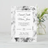 エレガントなホワイトグレイマーブル結婚式招待状 招待状 (スタンド正面)