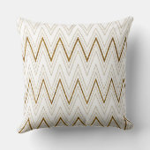 エレガントなホワイトゴールドのフェイクなグリッターのシェブロンパターン クッション (裏面)