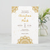 エレガントなホワイトゴールドのモダン タイポグラフィー ウェディング 招待状 (スタンド正面)