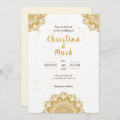 エレガントなホワイトゴールドのモダン タイポグラフィー ウェディング 招待状 (正面/裏面)