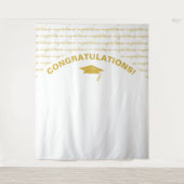 エレガントなホワイトゴールドの卒業式 タペストリー (正面)