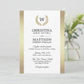 エレガントなホワイトゴールドの月桂樹のモノグラムの結婚式 招待状 (スタンド正面)