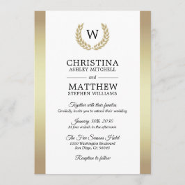エレガントなホワイトゴールドの月桂樹のモノグラムの結婚式 招待状