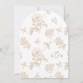エレガントなホワイトゴールドの花のアーチ ウェディング招待状 招待状 (裏面)