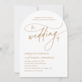 エレガントなホワイトゴールドの花のアーチ ウェディング招待状 招待状 (正面)