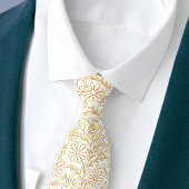 エレガントなホワイトゴールドの花柄 ネクタイ