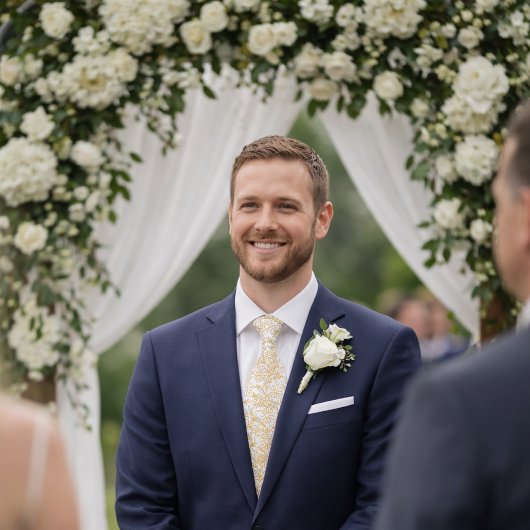 エレガントなホワイトゴールドの花柄 ネクタイ