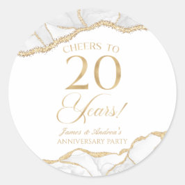 エレガントなホワイトゴールドアゲート 20周年パーティー ラウンドシール
