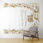 エレガントなホワイトゴールドバルーンアーチのキンセアニエラ タペストリー (インサイチュ(横))