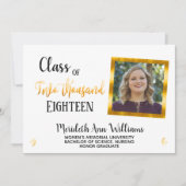 エレガントなホワイトゴールド2 フォト おしゃれな卒業パーティー 招待状 (正面)