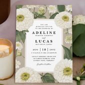 エレガントなホワイトジンジャの花のオフホワイトの花のウェディング 招待状