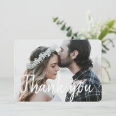 エレガントなホワイトスクリプトフォント写真 サンキューカード (スタンド正面)