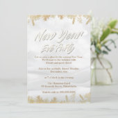 エレガントなホワイトスノー＆ゴールドの新年会パーティー 招待状 (スタンド正面)