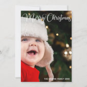 エレガントなホワイトタイポグラフィーのクリスマス写真 シーズンカード (正面)