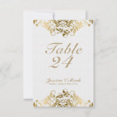 エレガントなホワイトダマスク&ゴールドフラワーレース 招待状 (裏面)