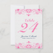 エレガントなホワイトダマスク＆ピンクの花柄レース2 招待状 (裏面)