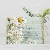 エレガントなホワイトデイジーウェディング御礼カード サンキューカード (スタンド正面)