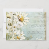 エレガントなホワイトデイジーウェディング感謝カード サンキューカード (裏面)