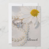 エレガントなホワイトデイジー結婚後ブランチ 招待状 (正面)
