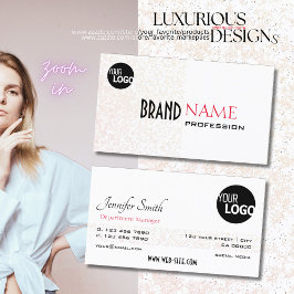 エレガントなホワイトパステルパープルグリッタースター追加ロゴ 名刺