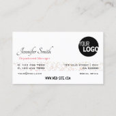 エレガントなホワイトパステルパープルグリッタースター追加ロゴ 名刺 (裏面)