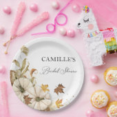 エレガントなホワイトパンプキン ブライダルシャワー 紙皿 (パーティー)