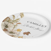 エレガントなホワイトパンプキン ブライダルシャワー 紙皿 (アングル)