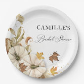 エレガントなホワイトパンプキン ブライダルシャワー 紙皿 (正面)