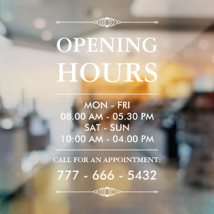 エレガントなホワイトビジネスの営業時間と電話番号 ウィンドウサイン