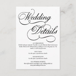 エレガントなホワイトフォーマルウェディングディテールカード エンクロージャーカード