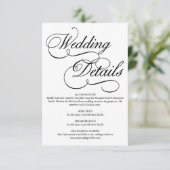 エレガントなホワイトフォーマルウェディングディテールカード エンクロージャーカード (スタンド正面)