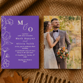 エレガントなホワイトフラワーのウェディング 招待状