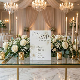 エレガントなホワイトフラワーの結婚式出欠ハガキ 出欠カード