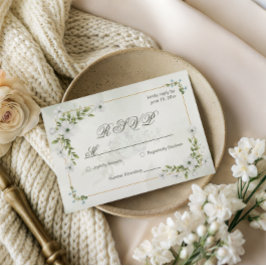 エレガントなホワイトフラワーの結婚式出欠確認カード ゲスト数 出欠カード