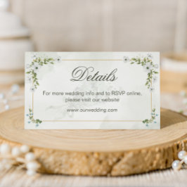 エレガントなホワイトフラワーの結婚式詳細カードQRコード エンクロージャーカード
