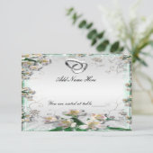 エレガントなホワイトフラワーテーブルプレイスカード 招待状 (スタンド正面)