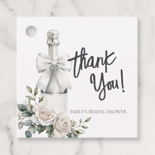 エレガントなホワイトフラワーブランシュとバブルリー フェイバータグ (正面)