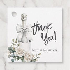 エレガントなホワイトフラワーブランチとバブル フェイバータグ